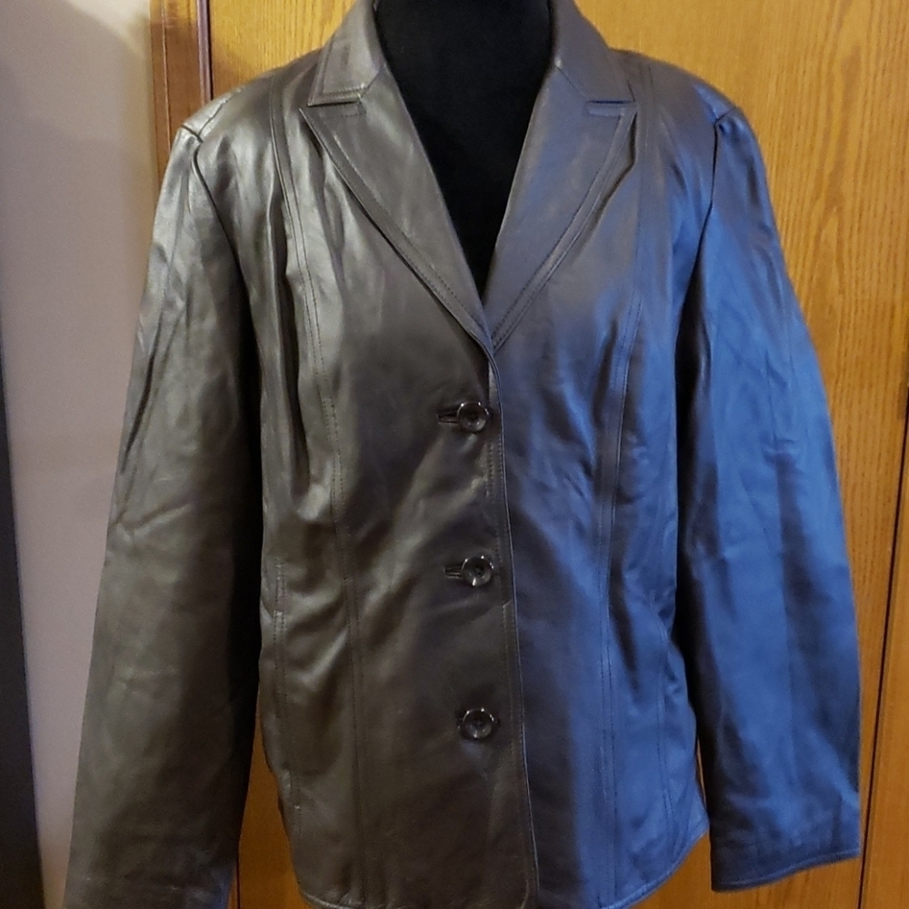 East 5th chocolate brown leather jacket euc ๐ฅ